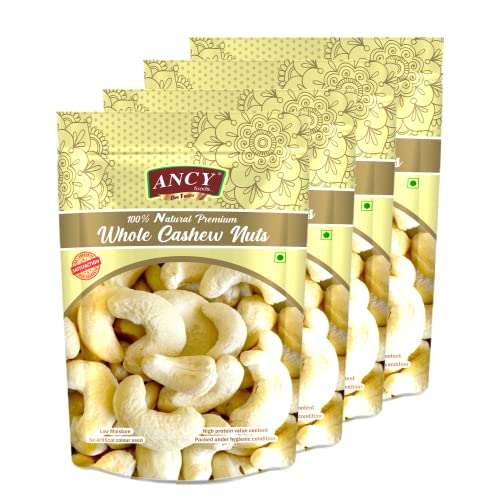 Image of Ancy Kaju (Cashew) 1000 Grams (250 Grams X 4) for All Ages | High in Protein and Boosts Energy and Build Immunity | Healthy Nutritious Cashew Nut | Delicious Vegan & Crunchy Kaju Nut for Cooking and Raw Eating