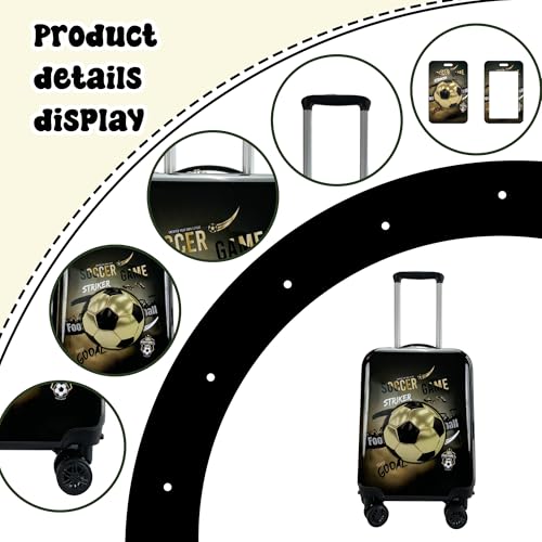 Image of Kid's Luggage Set 5 Piece Suitcase Set 16'' Hardside Football Luggage with Spinner Wheels Boys Carry on Toddler Travel Rolling Suitcase Carry on Luggage Airline Approved