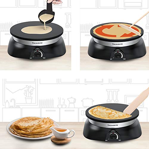 Thomson Crepe Maker mit Antihaftbeschichtung, 1250 Watt, große Heizplatte (33 cm), Temperatur regulierbar, abnehmbares… – Bild 5