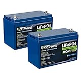 ExpertPower 2 Pack 12V 100Ah Lithium LiFePO4 Deep Cycle Rechargeable Battery | Bluetooth | 2500-7000 Life Cycles & 10-Year Lifetime | Built-in BMS | RV, Camper, Solar, Overland, Off-Grid