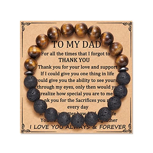 Image of JOGDIAM Fathers Day Gifts for Dad/Grandpa/Uncle/BoyfriendGifts Natural Lava Stone Bracelet for Men