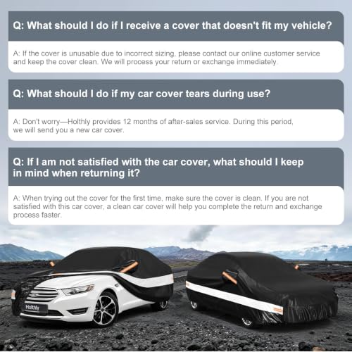 Image of 10 Layers Sedan Car Cover Custom Fit for Ford Taurus (1991-2026), Waterproof All Weather for Automobiles, Outdoor Full Cover Sun Dust Rain Protection with Cotton. Black
