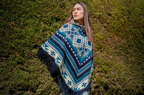 Ponchos for Women, Alpaca Wool, Ponchos Adult, Poncho Sweater Women, Womens Poncho, Blue shawls and wraps3