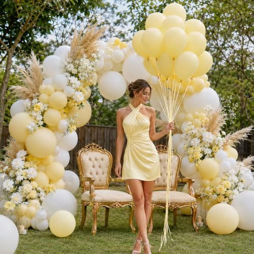 Image of Togvu Pastel Yellow Balloons, 50Pack 12 Inch Light Pale Yellow Latex Party