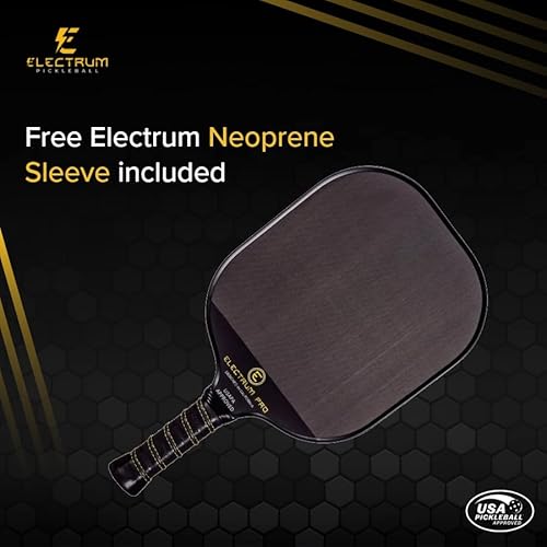 Electrum Pro Paddle - Electrum Pickleball - Usapa Approved | Carbon Fiber Surface | Polypropylene Honeycomb Core | Best Paddle For Spin And Power | Lightweight #TOP4
