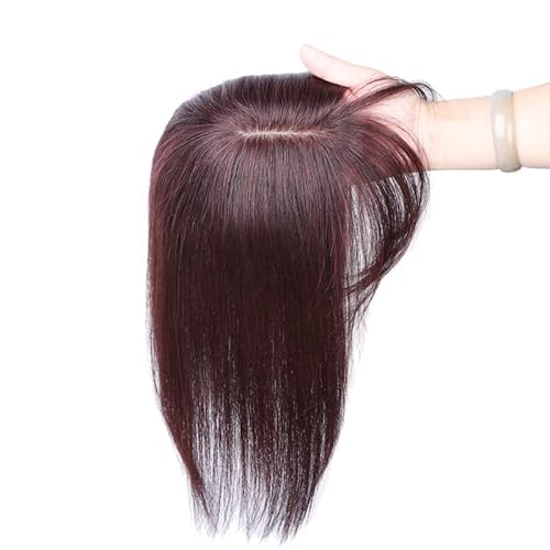 IXYPHALM 人毛 部分ウィッグ 中分 ストレート女性用 前髪 かつら ヘアピース 超リアル 自由 自然 薄毛 白髪隠し 医療用 日常 通勤 軽薄 (ダークブラウン, 8cm x12cm-30cm)
