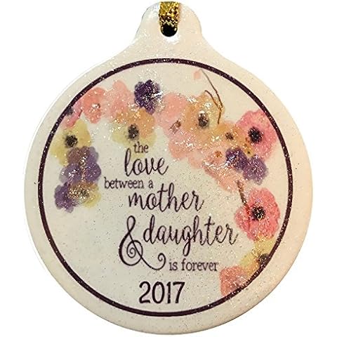 Laurie G Creations Love Between Mother and Daughter is Forever Porcelain Ornament Flower Watercolor Gift Boxed Cover