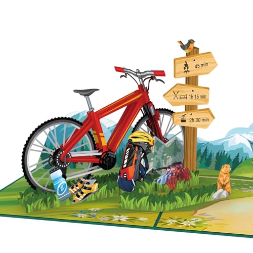 papercrush® Pop-Up Karte Mountainbike - 3D Geburtstagskarte für Downhill Rider, Reisegutschein für Urlaub in den Bergen - Gutscheinkarte für MTB Zubehör, Helm oder Schuhe, Fahrrad Geldgeschenk