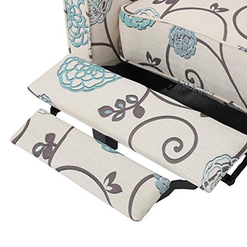 Christopher Knight Home Dufour White and Blue Floral Fabric Recliner 26.75D x 34W x 36.25H in - Image 12