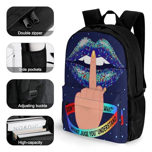 Supdreamc Lightweight Rucksacks for Climbing Outdoors Walking Cycling - Large Capacity Anti-Theft Multipurpose Carry On Bag, Autism Puzzles Lip Blue Art Camping Outdoor Backpack3