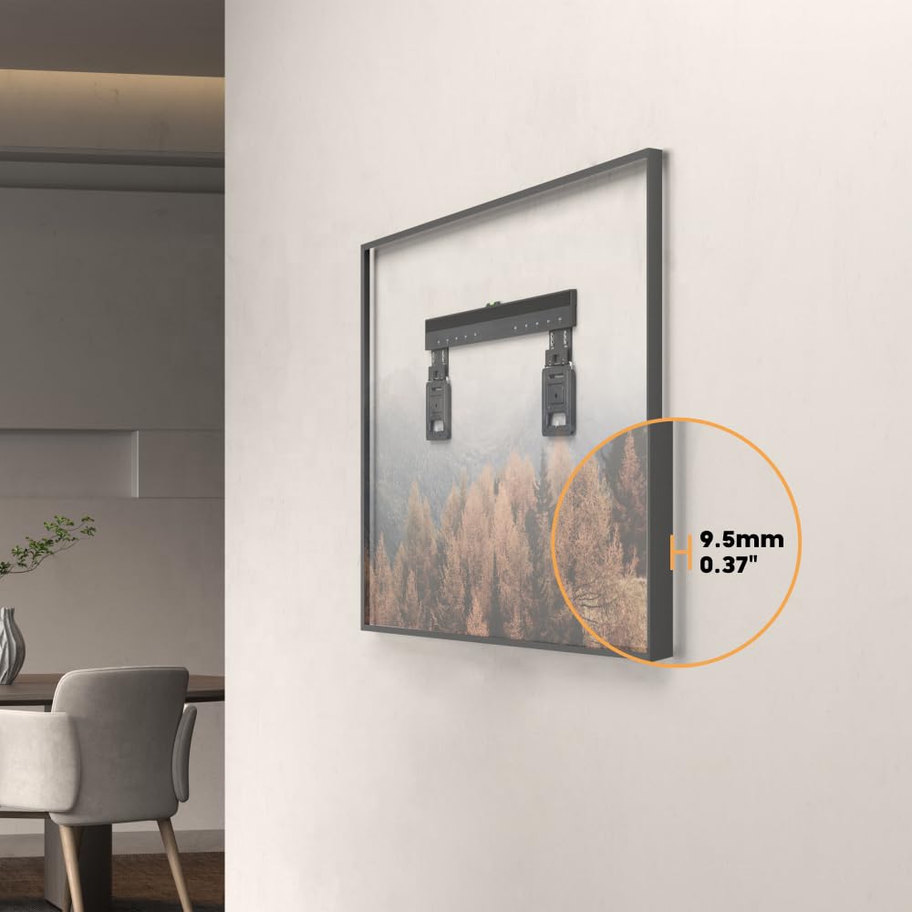 eBii Ultra Slim Micro Gap TV Wall Mount for 42"-80" Tvs, Flush Against the Wall, Universal Fixed TV Wall Bracket, Magnetic Contacts, Decorative Cover, Cable Management Kickstand - 3