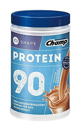 Champ Shape Protein 90 Eiweißshake, 24 g Protein pro Portion, Schoko - Karamell, 390 g Portion
