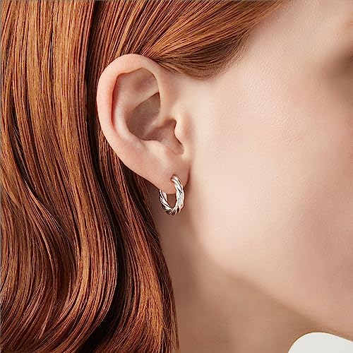 Miabella 925 Sterling Silver or 18K Gold Plated 3mm Twisted Lightweight Chunky Small Hoop Earrings for Women/Made in Italy2