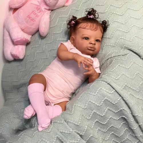 Muñeca bebé reborn negra 20 pulgadas realista miniatura 3