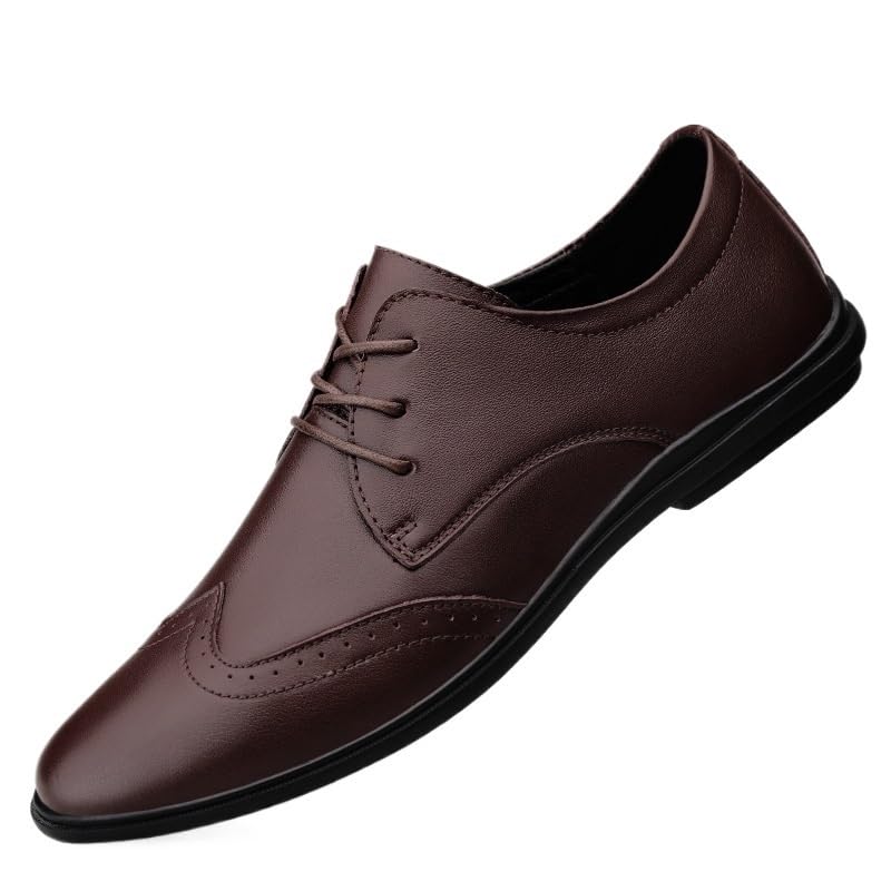 Fashion Men’s Leather Oxford Shoes Retro Wingtip Dress Shoes for Wedding Office Business