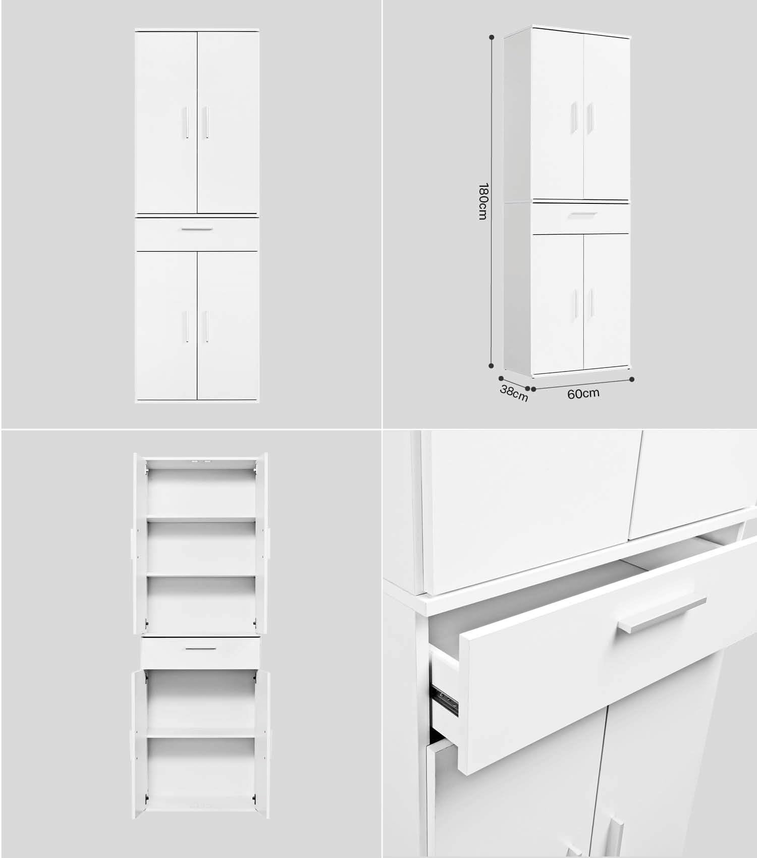 mokebo Mehrzweckschrank Set 2-teilig 'Die Allzweckwaffe', Schrank-Set mit Mehrzweckschrank & Aktenschrank in Weiß, nutzbar als Büroschrank, Allzweckschrank, Aufbewahrungsschrank, Haushaltsschrank