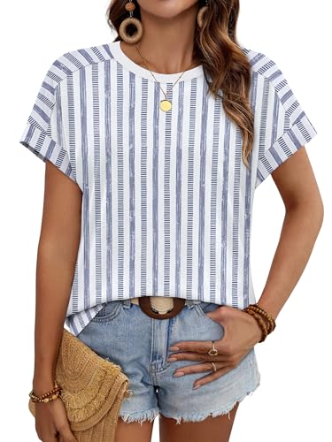 Image of WIHOLL Womens Tops Short Sleeve Shirts Summer Outfits 2026 Spring Dressy Casual Clothes Clothing
