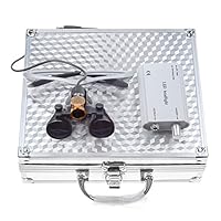 BoNew 3,5 x chirurgische Fernglas-Lupen, optisches Glas + 5 W LED-Scheinwerfer, leistungsstarkes Licht mit Filterclip-Typ + Aluminium-Box (silberfarben)