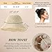 Womens Straw Bucket Hat Wide Brim Summer Beach Hat for Women Foldable Travel Sun Hat Fedora Crochet Straw Hat UPF50+, Beige