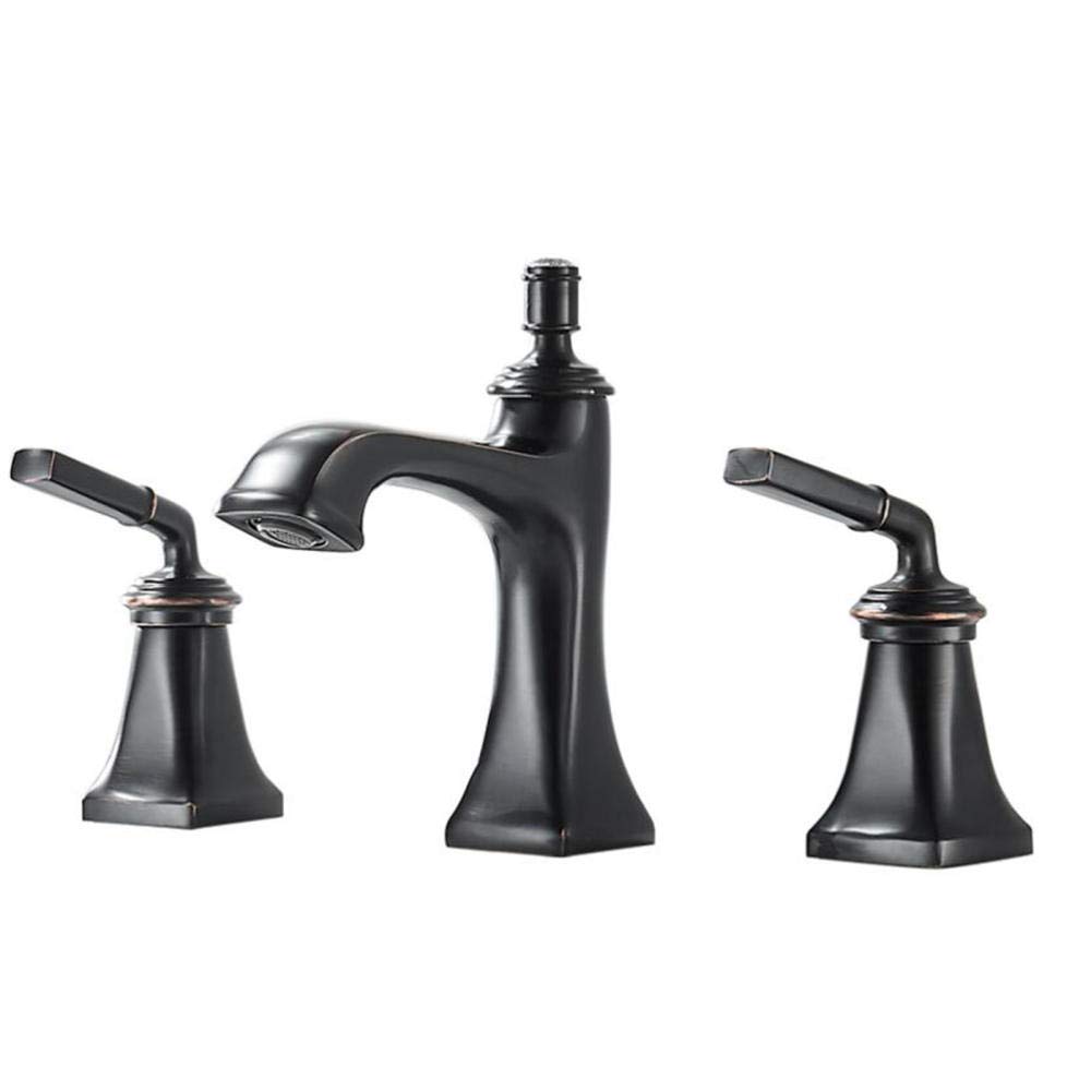 COSZWQDP Bathroom Sink Faucet 3 Hole Hot and Cold Independent Switch Brass Honeycomb Bubbler for Sink-White(Nero)