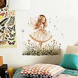 sacinora Angel Girl Butterfly Fairy Wall Stickers, Dandelion Flower Girl Wall Decals Removable Vinyl Peel and Stick Kids Baby Children Nursery Bedroom Toddler Room Art Home Decorations