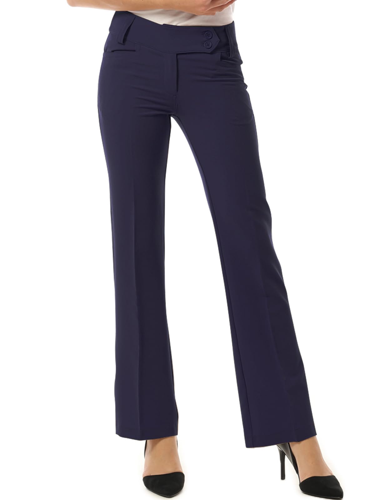 MixMatchy Pantalones de vestir relajados con corte de bota para mujer, pantalones de trabajo casuales de negocios