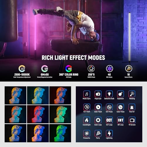 Image of NEEWER RGB Tube Light, 30W LED Video Light RGBWW Full Color Stick Light Wand with 18 Scenes 7 Pixel Effects 2500-10000K CRI97 /TLCI98 6000mAh, APP /2.4G /DMX Control for Photography Video Record, TL90C