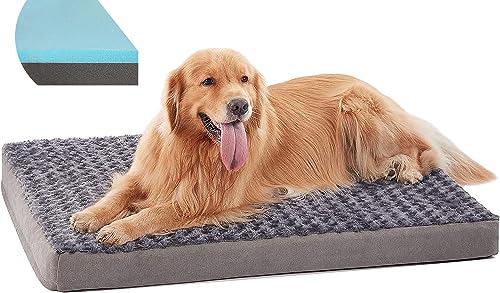PETORREY Orthopedic Memory Foam Dog Bed for Extra Large Dogs, Dog Crate Mattress with Cooling Foam, Waterproof Lining&Removable Washable Cover,XL(41inch,90Lbs)