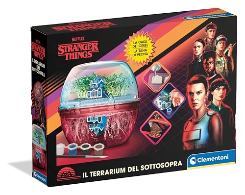 Clementoni Scienza – Terrarium Stranger Things, de la Serie Netflix, Juego científico para niños de 7 + años y Adultos, Kit de Plantas para Cultivar, Fabricado en Italia, Idioma Italiano, 18864