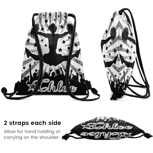 Cheer Cheerleading Grey Bling Print Waterproof Drawstring Backpack for Sports Gym Beach for Man Woman Sackpack String Bag Personalized Present4