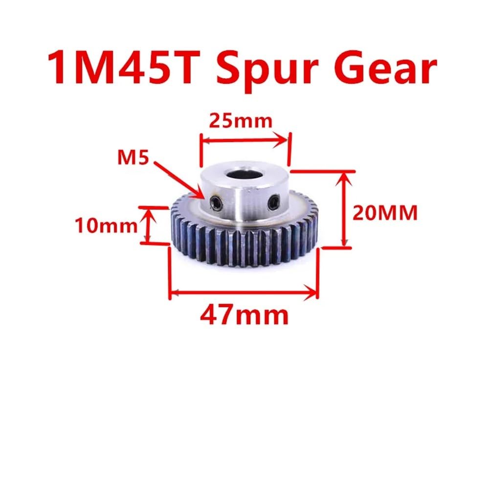 1 PZ Mod Modulo Cremagliera In Acciaio 15 * 15 * 500mm + 45 denti Pignone Foro 6/8/10/12mm #45 Gear Metal(6mm Hole 45T Gear)
