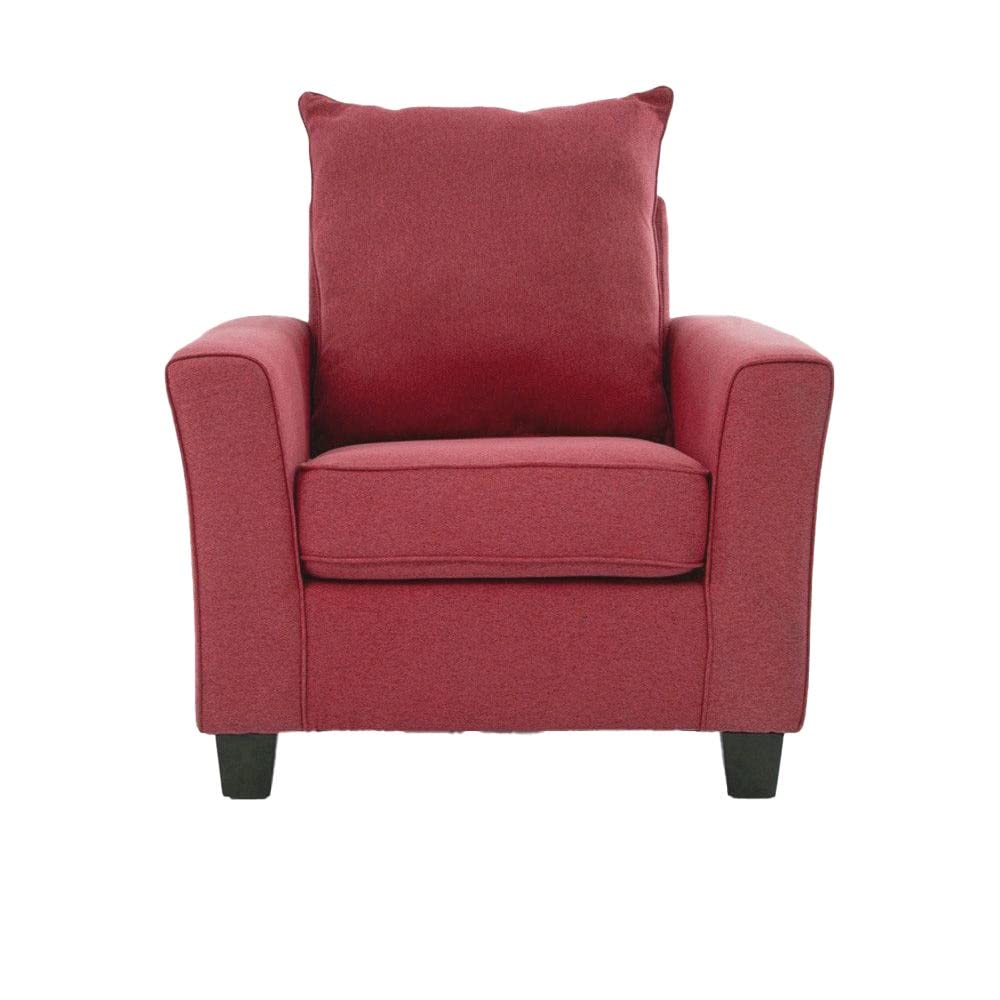Danube Home Alessandra One Seater Fabric Sofa I Accent Chair I Wood Leg 1 Seater Sofas I Modern Design Living Room Furniture Set (L 93 x W 82 x H 95 cm) - Red