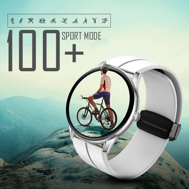 Image of GameSir Glavito Round Dial Smartwatch with 1.49 inch AMOLED Display, 100+ Sports Modes, IP67, Bluetooth Calling, Functional Crown Control, Health Tracking, 100+ Watch Faces, Men & Women (Magnetic White)