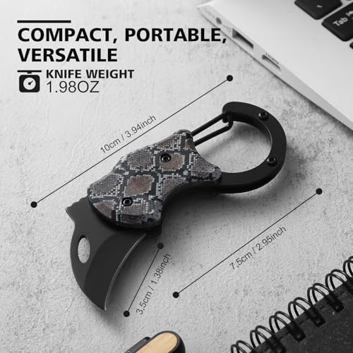Image of Small Pocket Knife for Women Men,Cool Folding Knife Box Cutter,Folding Utility Knife with 1.38''Sharp Blade,Mini EDC Knives for Everyday Carry,Ideal Gifts for Men(Snakeskin Pattern)