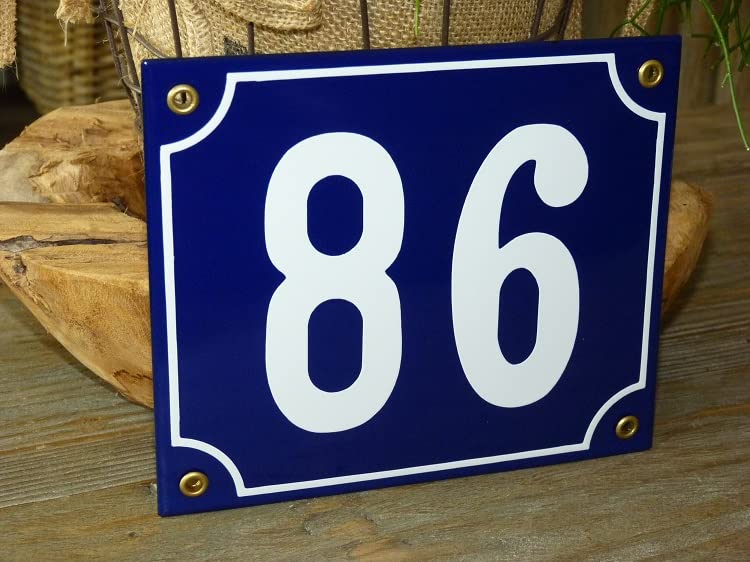 Numéro de maison émail bleu 86, fini les plaques délavées par le soleil