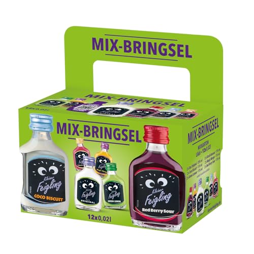 Kleiner Feigling Mix-Bringsel (12 x 20ml) Der kultige Vodka-Schnaps in 6 fruchtigen Sorten Frech fruchtige Shots ideal für unterwegs im praktischen Mix-Paket 15 % Vol.