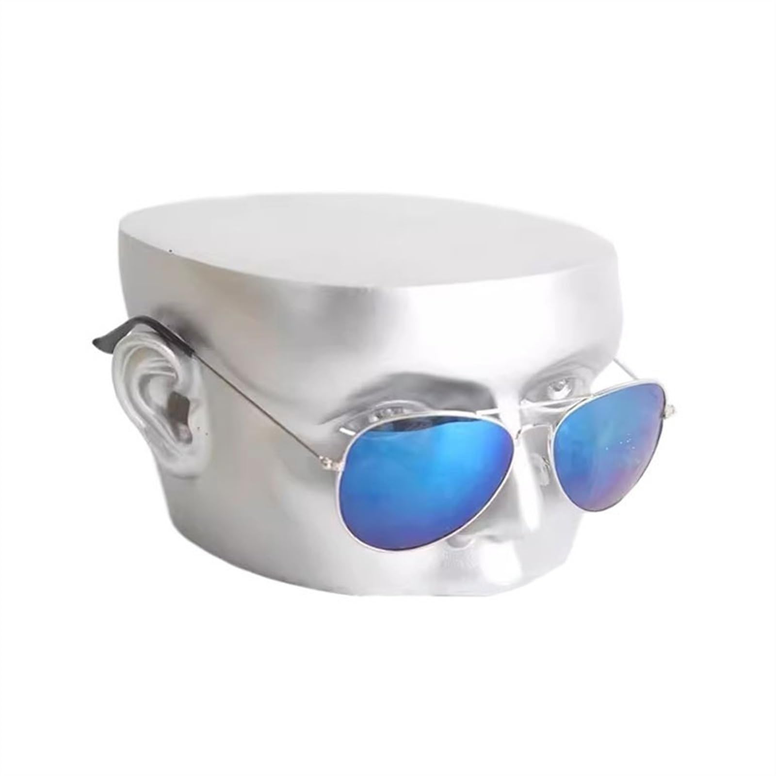 Brillenhalter Harz-Brillen-Kopfform, Sonnenbrillen-Display-Requisiten, Brillen-Schaufenster-Brillen-Display-Ständer Sonnenbrillen-Organizer(Silver)