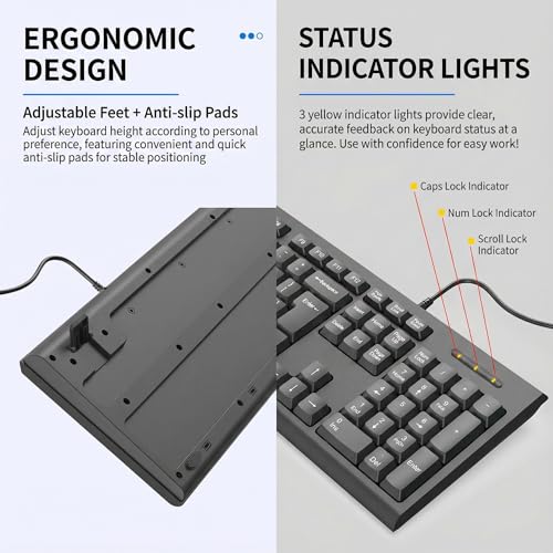 Ultra-Slim Wired Keyboard, Full Size 104 Key Quiet USB Computer Keyboard with Number Pad for PC, Windows, Mac US Layout (No £ Symbol) - Image 6