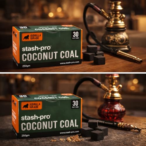 Image of Stash-Pro Coconut Coal Flat Cubes | Gorilla Grade | Long Burn | Low Odour | Low Ash | 250g per Box (3, Flat Cube)
