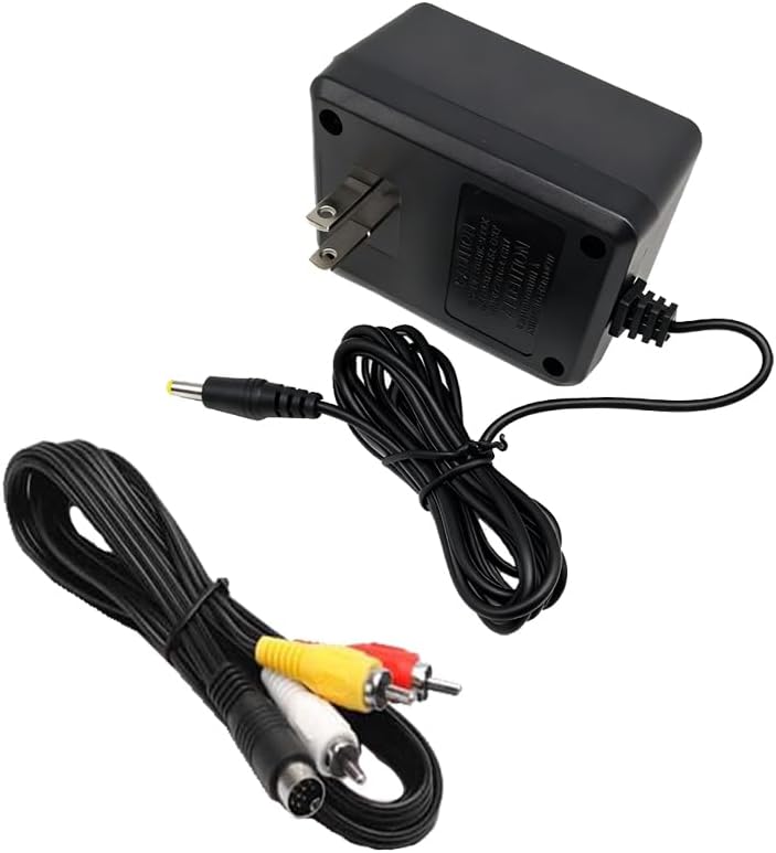 Power Supply AC Adapter with 5.9ft AV TV Video AV Cable Compatible for Genesis 2 & 3