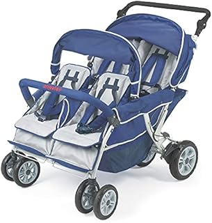 Angeles Infant Toddler SureStop Folding Commercial Bye-Bye Stroller (4-Passenger), Blue (AFB6600)