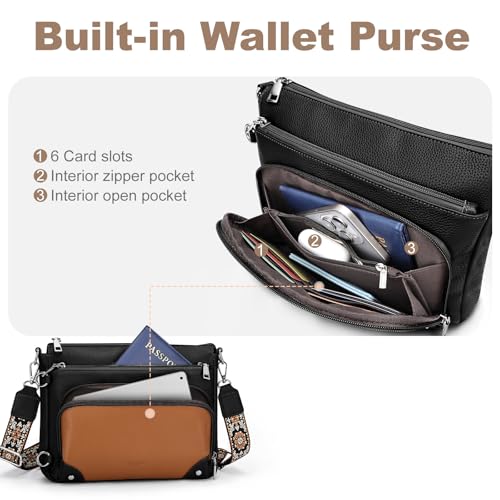 Image of SYTRAH Anti-Theft Crossbody Purse for Women, Crossbody Shoulder Bag with Built-in Wallet & RFID Blocking for Travel Workout