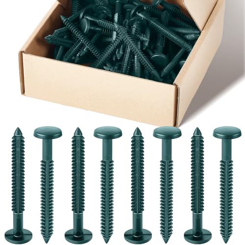 Image of Blulu 60 Pcs 3 Inch Vinyl Shutter Fastener Window Panel Peg Lok Pin Pegs Screws Shutter Spikes Anchor (Forest Green)
