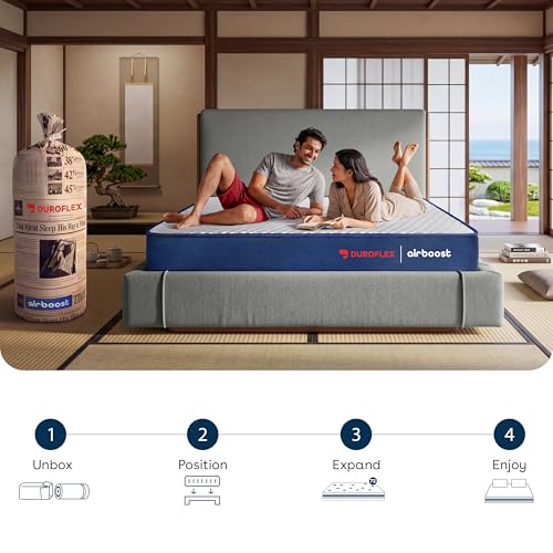 Image of Duroflex Duropedic LiveIn Airboost 2.8 Mattress |3X Breathable |30% Deeper Sleep |Medium Firm Orthopedic Mattress |NHA Approved |8 Inch, Queen Size Bed Mattress |10 Years Warranty (78x36x8 Inch)