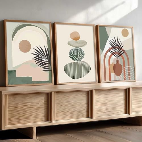 Image of Kalit Kala Decor Home Decor Boho Painting Decorative Wall Art poster With Frame For Living Room Bed Room Hotel Wall Decor Digital Reprint Set of 3 (19X25 inch)