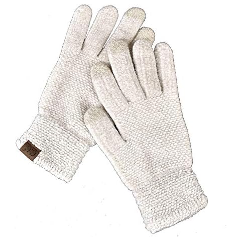 C.C Winter Warm Eco-Friendly Knit Chenille Touchscreen Texting Gloves, Ivory Cover