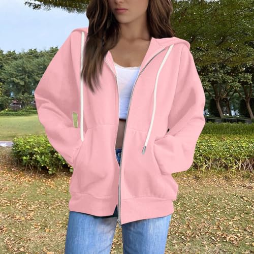 KIKX0DE Women Fashion Hoodies Oversized Loose Fit Long Sleeve Sweatshirts Solid Soft Outdoor Casual Jackets With Pockets2
