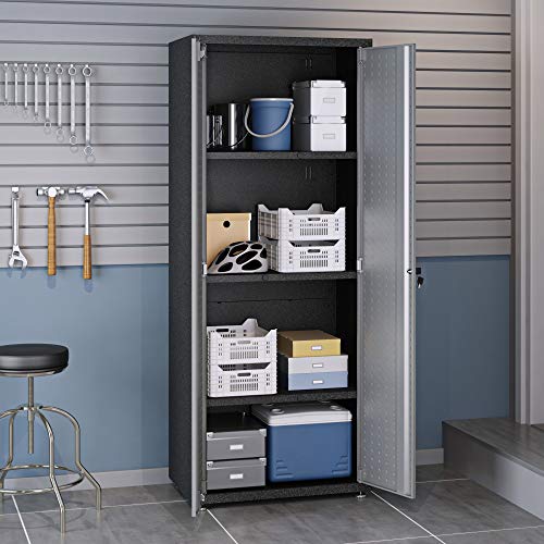 Image of Manhattan Comfort Fortress Standing Cabinet Storage, Black /Gray
