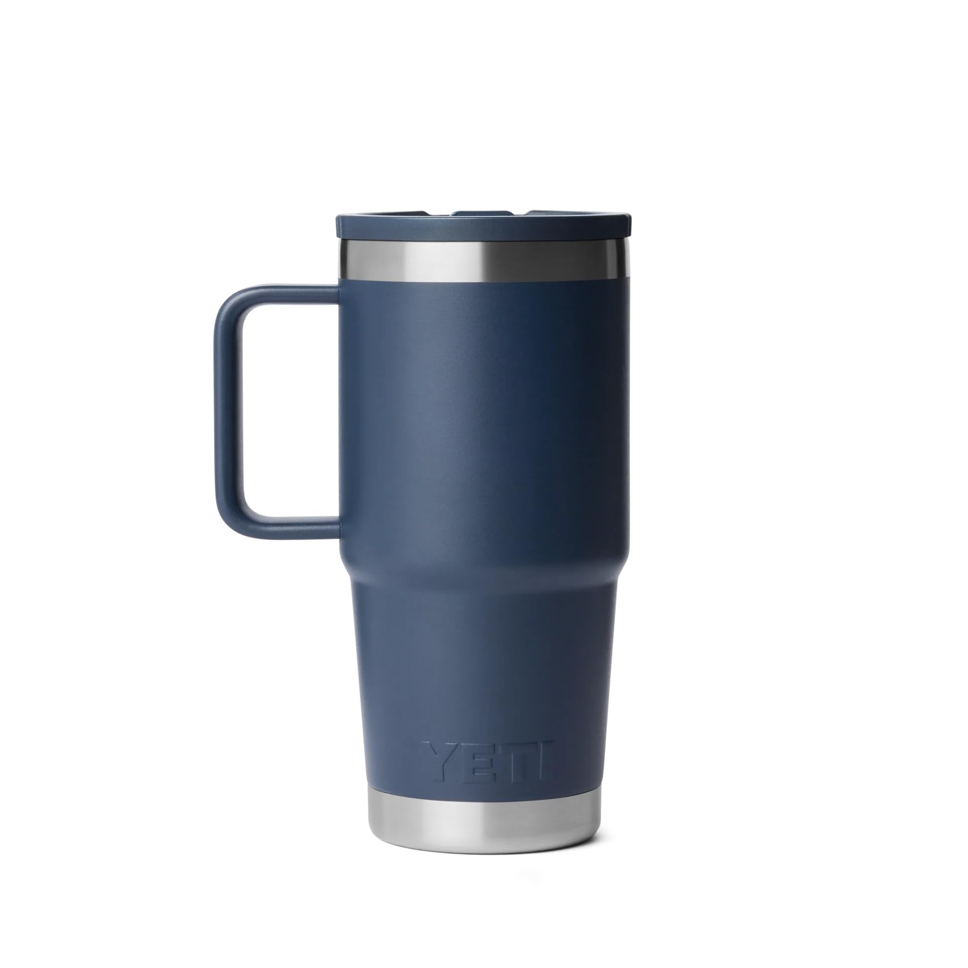 YETI Rambler - Taza de viaje con pajita, de acero inoxidable, aislada al vacío, con tapa de popote a juego, azul marino, 591 ml