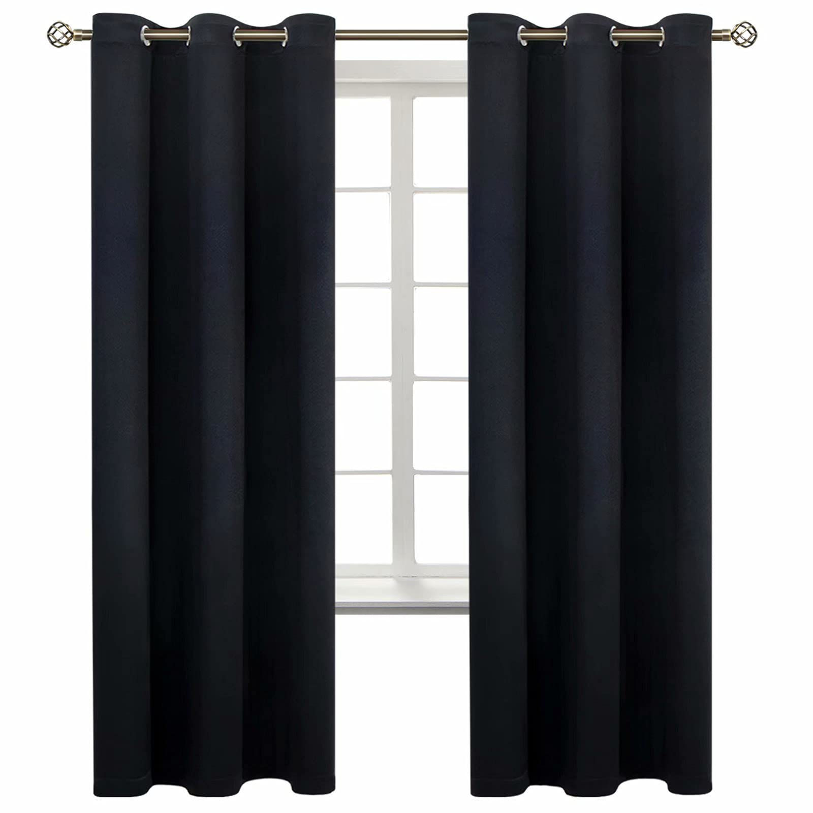 BGment Blackout Curtains for Living Room - Grommet Thermal Insulated Room Darkening Curtains for Bedroom, Set of 2 Panels (42 x 72 Inch, Black)